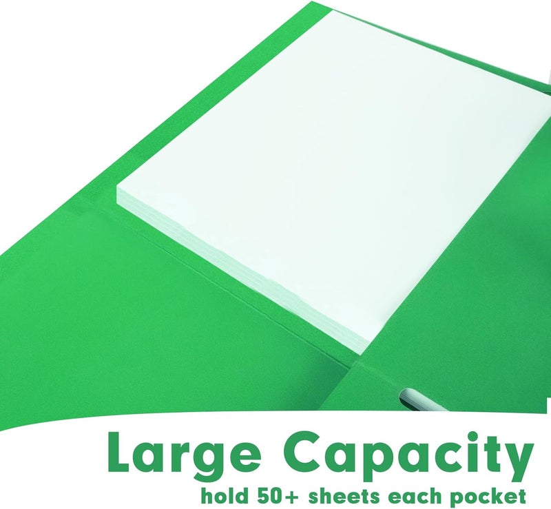 RAZCC Two Pocket Folders, 50 Pack 2 Pocket Folders Fit Letter Size Paper, Paper Folders with Pockets for School Office Business Home (Green) - Image 5